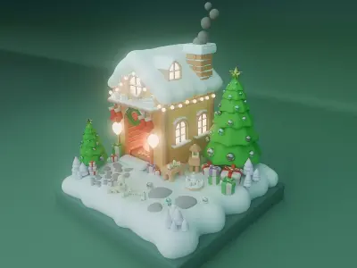 Christmas House Low-poly 3D model