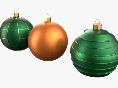 Christmas Tree Ornament Set3 - Green Orange 3D model