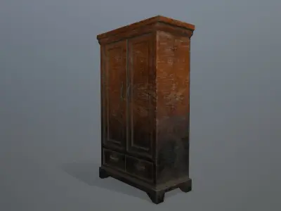 Cabinet 3 old wooden Low-poly 3D model
