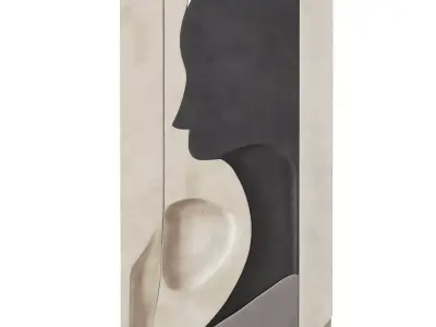 Sculptural Minimalist Wall Art Face Panel Low-poly 3D model