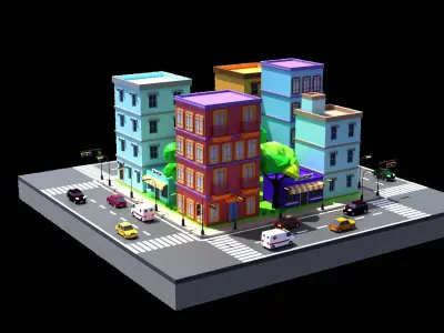 City H8 Low-poly 3D model