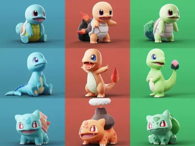 Pokemon - All Starters 3D Model Collection