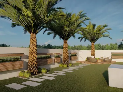Garden design 3d model of luxury villa 3D model