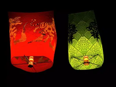 Chinese sky lantern  Low-poly 3D model buy