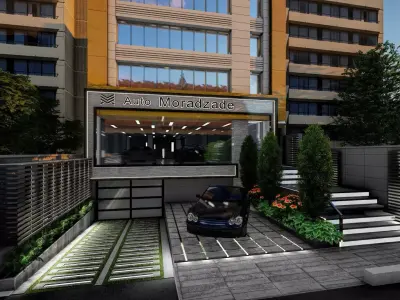 shopfront entrance to apartment building Low-poly 3D model