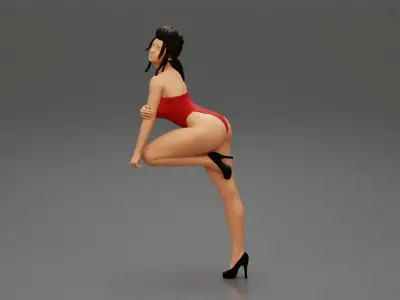 Sexy woman kneeling on the chair in one piece 3D print model