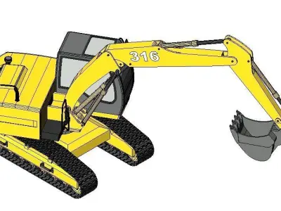 Medium Long Reach Excavator-18 Low-poly 3D model