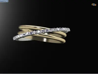 3 line Ring size 55 3D model 3D print model