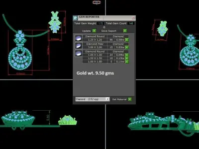 Pendant Earrings combo - 1101 3D print model