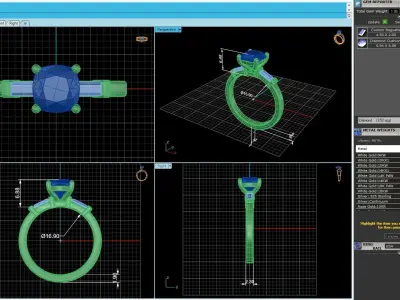 Diamond Women Fashion Ring R11 3D print model