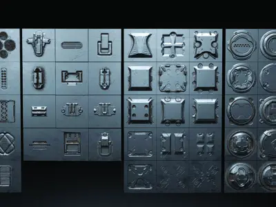 HARDSURFACE ESSENTIAL ALPHAS PACK Free 3D model