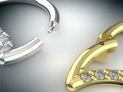 Pac 2 sizes piercing Moon segment for ear Daith helix  3D print model