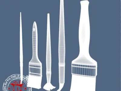 paintbrushes set of paint brushes 3D model