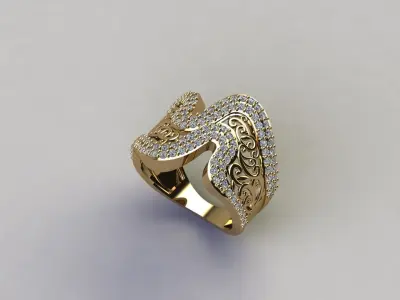 STL 3DM Women Ring Womens Ring Diamonds With Stone Model 3D print model