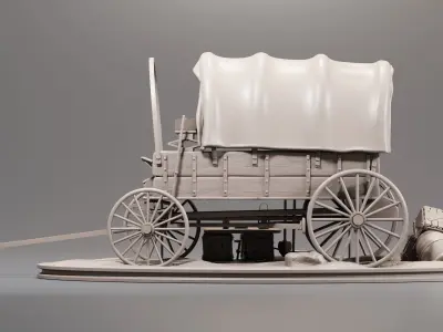 Diorama I modeled of a Chariot of the American West 3D print model