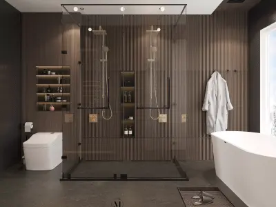 Dark Luxury Bathroom Dressing Room Interior  3D model