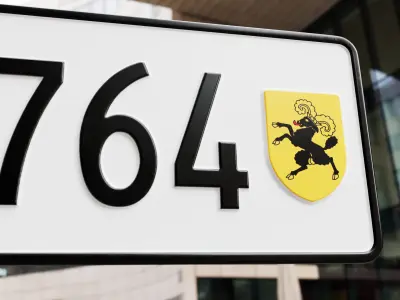 Switzerland Number Plate  Low-poly 3D model