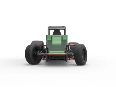 Vintage Sprint car while turning Scale 1 to 25 3D print model