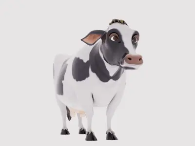 Cow 3D Model cartoon looking at camera 3D model