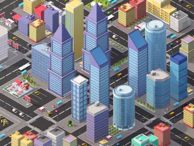 Ultimate Low Poly Megapolis City Pack 3D model