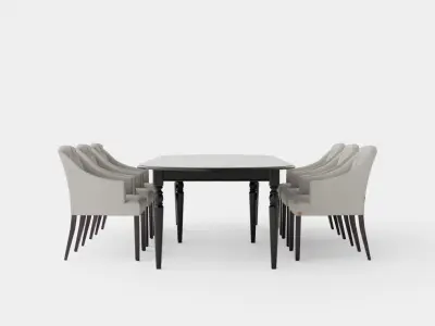 Osterville black with Delano chair sand Dining Set Low-poly 3D model