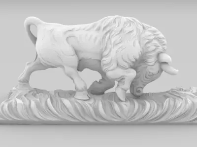 Charging Bull Sculpture 3D Model for CNC Milling or 3D Printing 3D print model