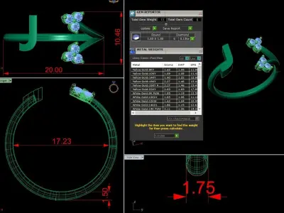 Jewelry Alphabet Ring J with Diamonds  3D print model