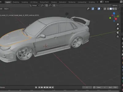 Subaru STI 11 Low-poly 3D model