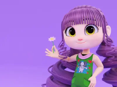 Cartoon Girl - Fully RIgged 3D model