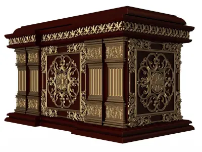 Chest 02 Red Low-poly 3D model