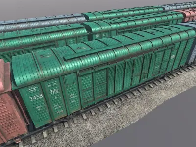 Freight Car 11-217 Low-poly 3D model