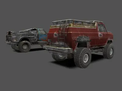 Derby trucks pack Low-poly 3D model