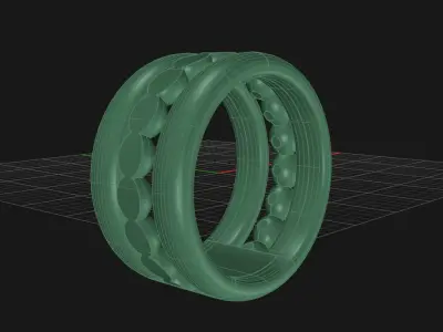 half bead and line Ring  Free 3D print model
