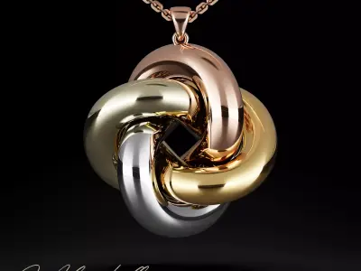 Double infinity gold pendant 3D print model