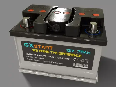 PBR Car Battery - White Low-poly 3D model