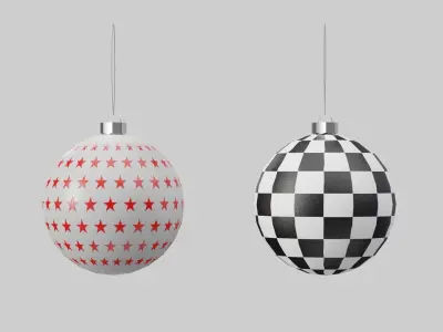 Christmas baubles decoration pack Low-poly 3D model