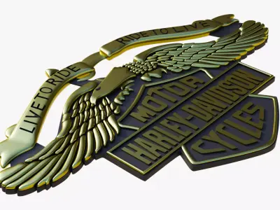 Eagle Emblem - Live to Ride Motorcycle Badge 3D print model