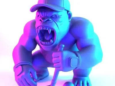  Jewelry Base Gorilla Silverback Golf Statue toy 3D print model