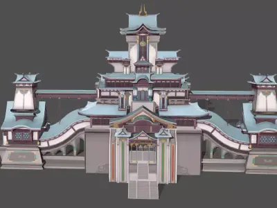 Chinese building low poly  Low-poly 3D model