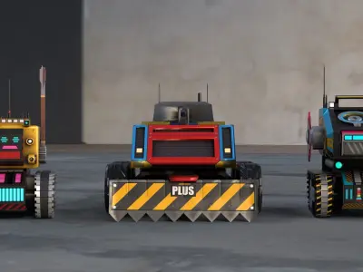 Battle Bots Pack - Ultimate armored battle bots Low-poly 3D model