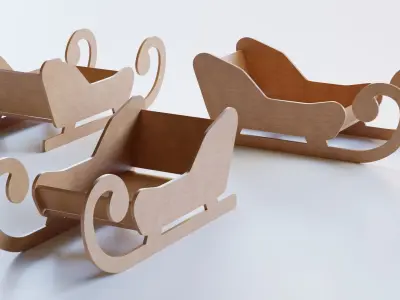 Wooden Toy Sleigh 3D model