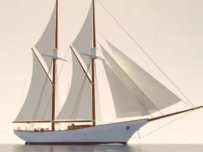 Schooner sailing ship 3D model