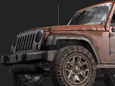 Jeep Wrangler red game ready model Low-poly 3D model