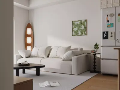 Modern living room dining room interior scenes 275 3D model
