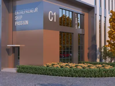 Industrial Building Factory 013 Low-poly 3D model