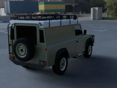 Land Rover Defender 110 Hard Top w chassis and interior HDRI 3D model