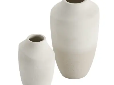 Slope White Ceramic Vase 3D model