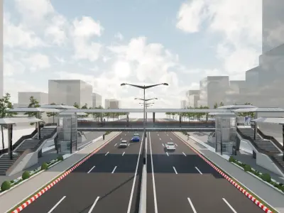 Pedestrian Bridge Project across over 60 feet road Project  3D model