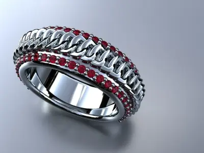 Diamond Cuban Ring Size 8 Gold Silver Platinum Luxury Jewelry 3D print model