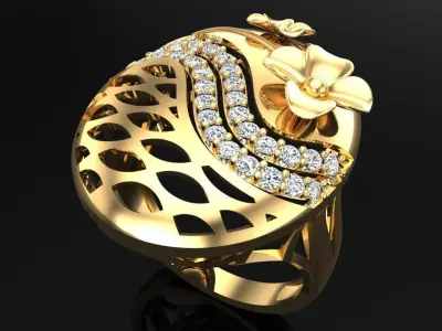  Mesh flower ring - Italian rings - Womens Rings - N6344 3D print model